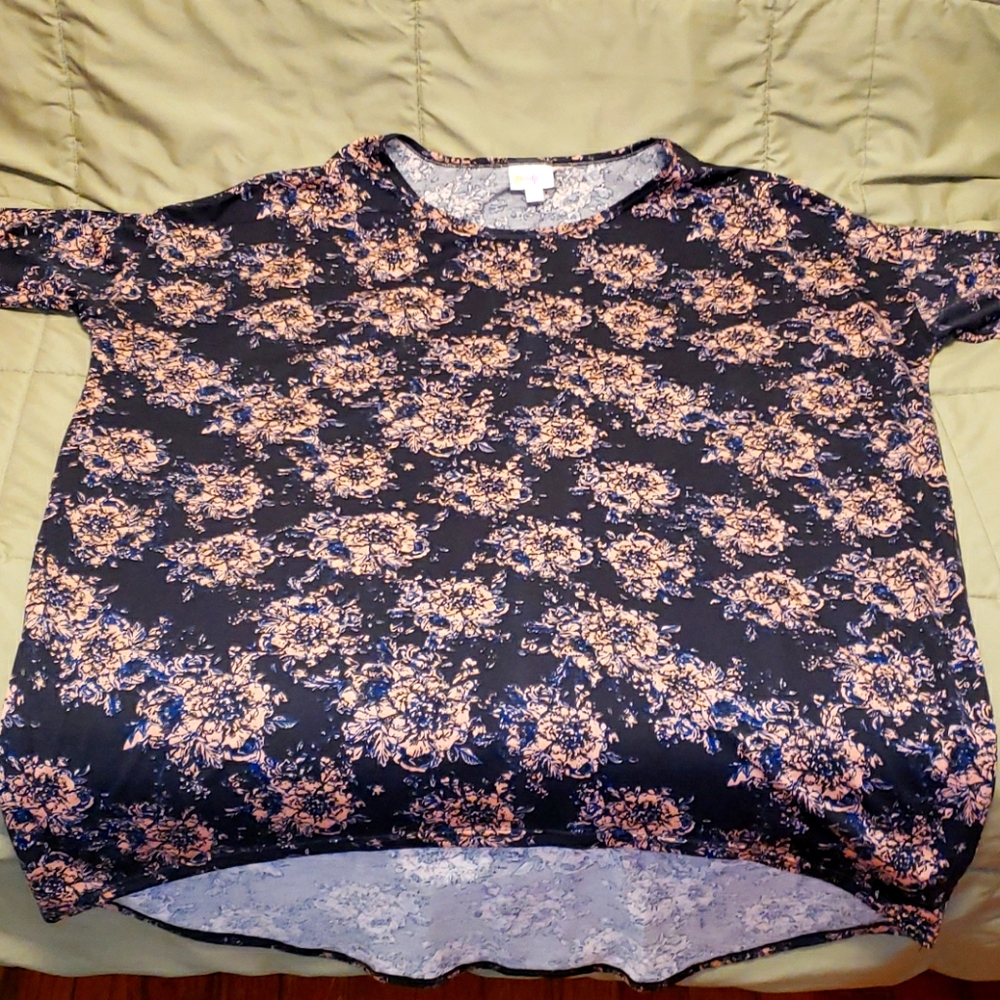 Lularoe IRMA tunic floral pink navy L shirt